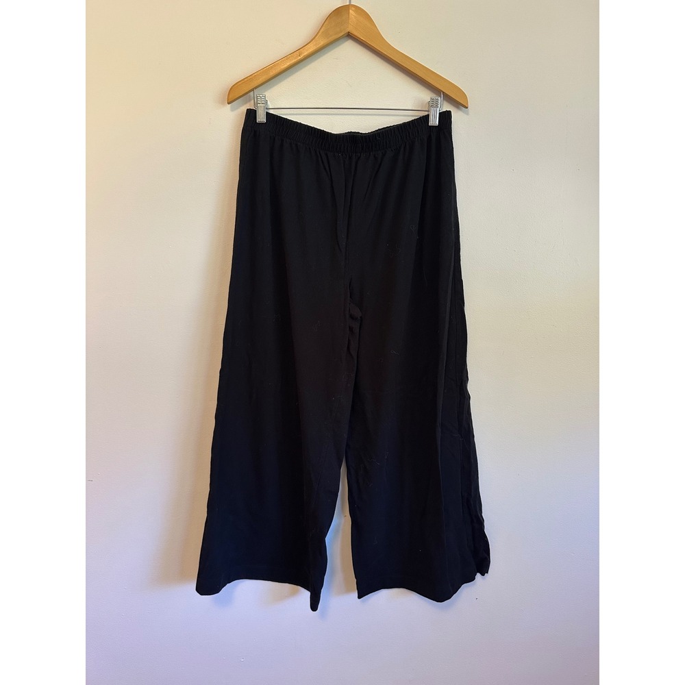Z Supply Black Wide Leg Cropped Lounge Pants | Size Large